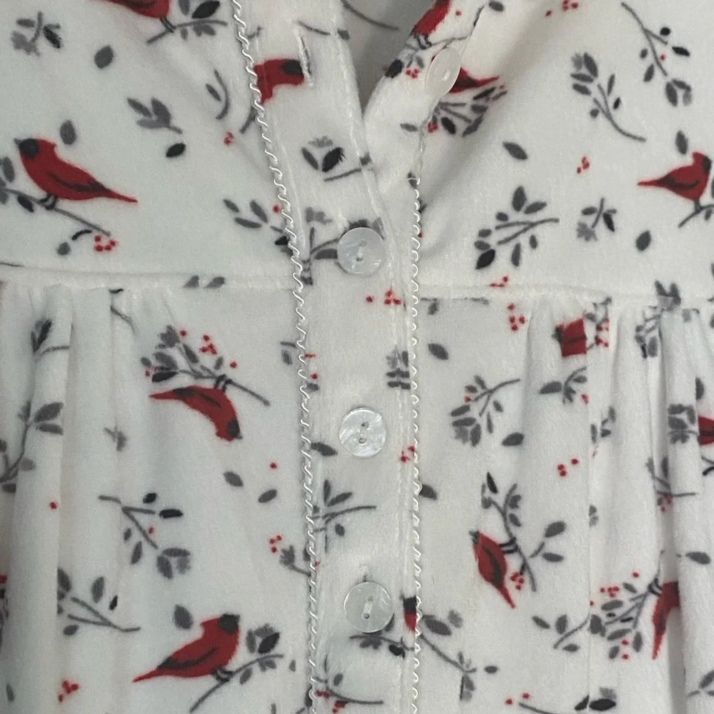 Aria Nightgown 3X White Red Cardinals Extremely Soft Long Sleeve Grannycore - Picture 6 of 9